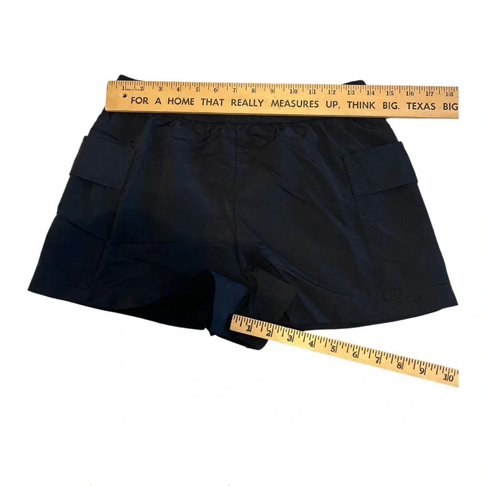 ZARA Black Skort Shorts Elastic Waist Pockets Size S‎